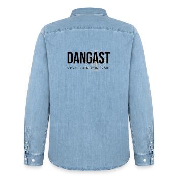 Koordinaten Dangast - Männer Jeanshemd Organic von Stanley/Stella - verwaschenes Hellblau - Hinten - AI Model Male 185 light (185cm)