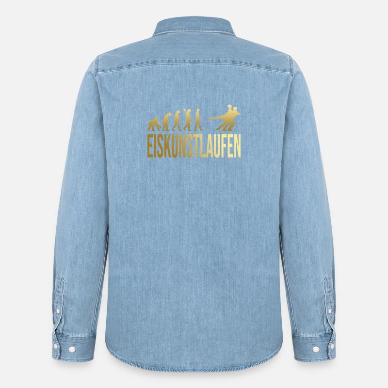 Evolution Eiskunstlaufen - Männer Jeanshemd Organic von Stanley/Stella - verwaschenes Hellblau