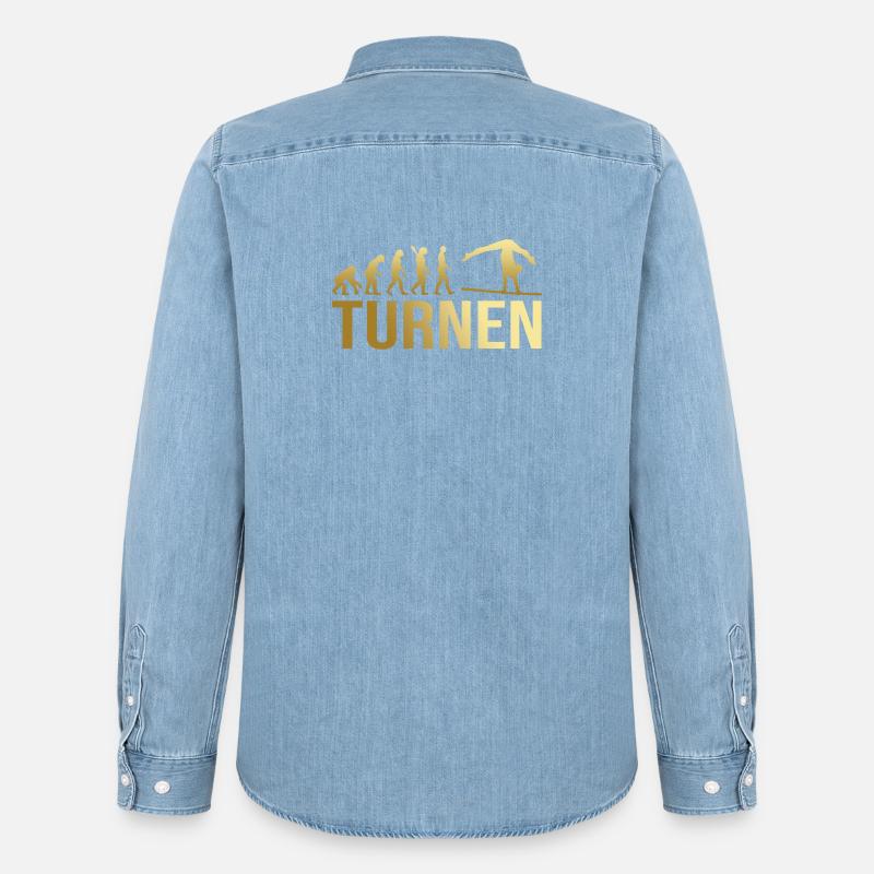 Evolution Turnen - Männer Jeanshemd Organic von Stanley/Stella - verwaschenes Hellblau
