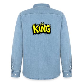 Lettrage King Graffiti - Chemise en denim homme bio Stanley/Stella - bleu clair délavé - Dos - AI Model Male 185 light (185cm)