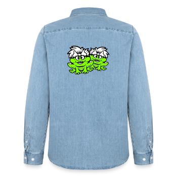2 Frösche Pärchen Frauen Kröte Lustig Verliebt Süß - Männer Jeanshemd Organic von Stanley/Stella - verwaschenes Hellblau - Hinten - AI Model Male 185 light (185cm)