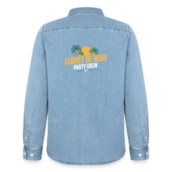Lloret De Mar Party Crew - Männer Jeanshemd Organic von Stanley/Stella - verwaschenes Hellblau - Hinten - AI Model Male 185 light (185cm)