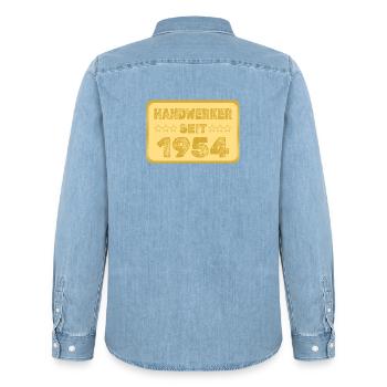 Handwerker 1954 - Männer Jeanshemd Organic von Stanley/Stella - verwaschenes Hellblau - Hinten - AI Model Male 185 light (185cm)
