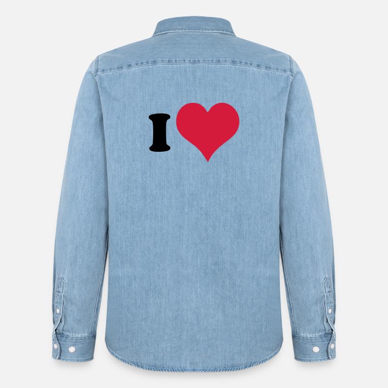 Ich Liebe - Ich Herz - Männer Jeanshemd Organic von Stanley/Stella - verwaschenes Hellblau
