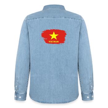 Vietnam Flagge / Geschenk Hanoi Asien Südostasien - Männer Jeanshemd Organic von Stanley/Stella - verwaschenes Hellblau - Hinten - AI Model Male 185 light (185cm)