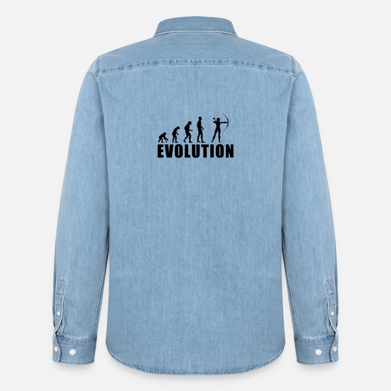 EVOLUTION BOGENSCHIESSEN Geschenk - Männer Jeanshemd Organic von Stanley/Stella - verwaschenes Hellblau