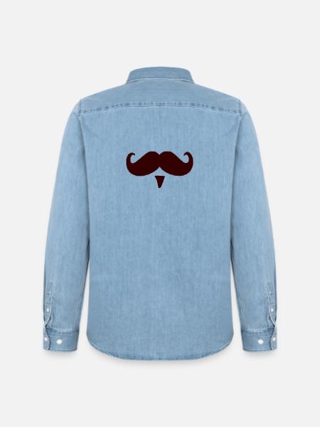 Schnurrbart Schnauz Oberlippenbart Geschenk - Männer Jeanshemd Organic von Stanley/Stella - verwaschenes Hellblau