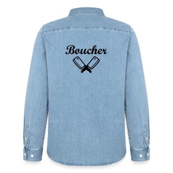 Boucher - Chemise en denim homme bio Stanley/Stella - bleu clair délavé - Dos - AI Model Male 185 light (185cm)