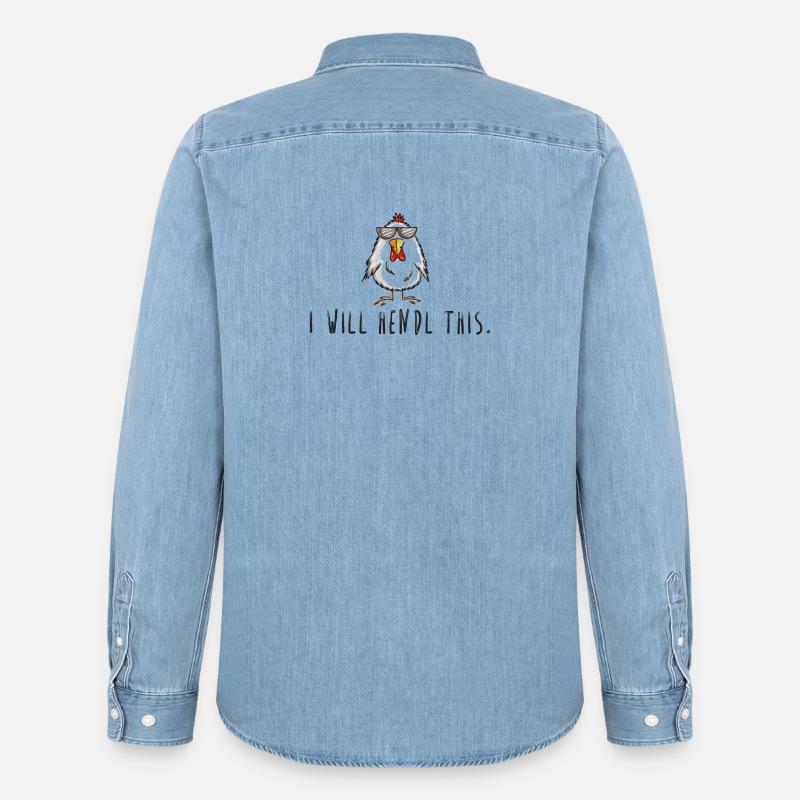 I will hendl this, Geschenk Hühner, Hahn - Männer Jeanshemd Organic von Stanley/Stella - verwaschenes Hellblau