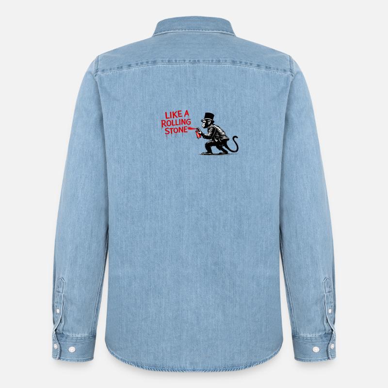 Wie ein Rolling Stone Monkey - Männer Jeanshemd Organic von Stanley/Stella - verwaschenes Hellblau