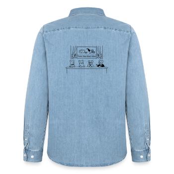 Mouse Mice Cheese Tax Lower - Men’s Organic Denim Shirt by Stanley/Stella - light wash - Back - AI Model Male 185 light (185cm)