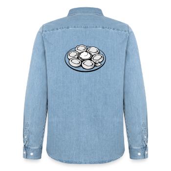 Pelmeni, Manti - Männer Jeanshemd Organic von Stanley/Stella - verwaschenes Hellblau - Hinten - AI Model Male 185 light (185cm)