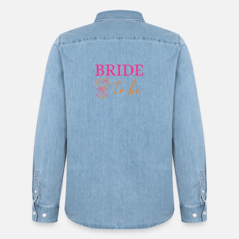 SPOSA! Bicchiere da cocktail con fiocco - Camicia in denim uomo bio di Stanley/Stella - azzurro chiaro slavato