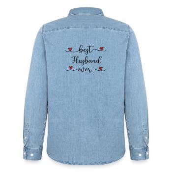 Bester Ehemann aller Zeiten süßes Typografiegeschenk - Männer Jeanshemd Organic von Stanley/Stella - verwaschenes Hellblau - Hinten - AI Model Male 185 light (185cm)