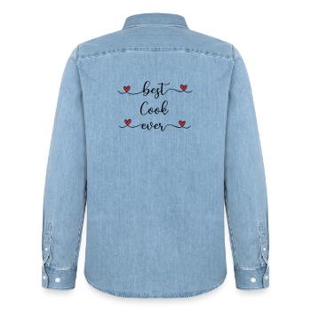 Meilleur cuisinier de tous les temps, Heart - Chemise en denim homme bio Stanley/Stella - bleu clair délavé - Dos - AI Model Male 185 light (185cm)