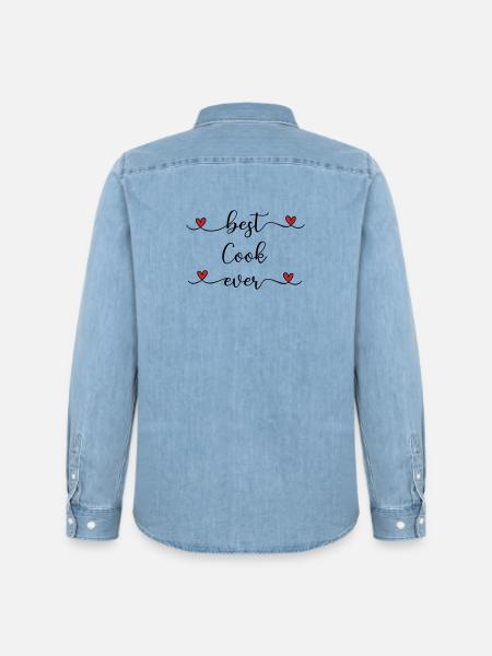 Bester Koch aller Zeiten, Herz - Männer Jeanshemd Organic von Stanley/Stella - verwaschenes Hellblau