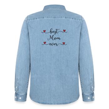 cadeau de cœur de maman - Chemise en denim homme bio Stanley/Stella - bleu clair délavé - Dos - AI Model Male 185 light (185cm)