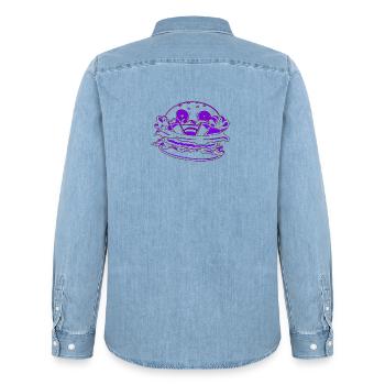 Monster burger - Men’s Organic Denim Shirt by Stanley/Stella - light wash - Back - AI Model Male 185 light (185cm)