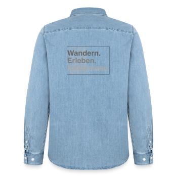 Wandern erleben - Männer Jeanshemd Organic von Stanley/Stella - verwaschenes Hellblau - Hinten - AI Model Male 185 light (185cm)