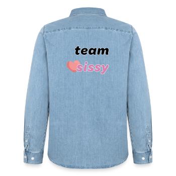 Team, Liebling, Liebling - Männer Jeanshemd Organic von Stanley/Stella - verwaschenes Hellblau - Hinten - AI Model Male 185 light (185cm)