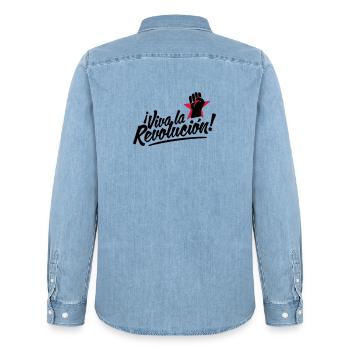 revolution fist - Chemise en denim homme bio Stanley/Stella - bleu clair délavé - Dos - AI Model Male 185 light (185cm)