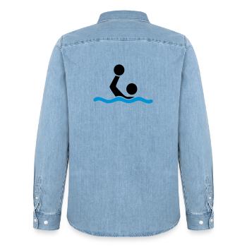 Wasserball - Männer Jeanshemd Organic von Stanley/Stella - verwaschenes Hellblau - Hinten - AI Model Male 185 light (185cm)
