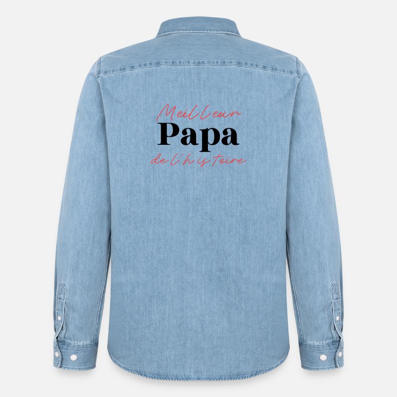 Bester Vater der Geschichte – Originalgeschenk - Männer Jeanshemd Organic von Stanley/Stella - verwaschenes Hellblau