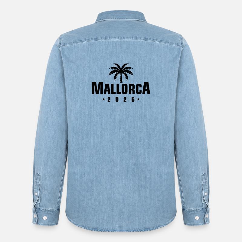 Mallorca 2026 - Männer Jeanshemd Organic von Stanley/Stella - verwaschenes Hellblau