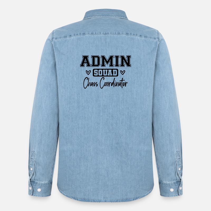 Admin Squad: Farbig Retro Büroteam Geschenk - Männer Jeanshemd Organic von Stanley/Stella - verwaschenes Hellblau