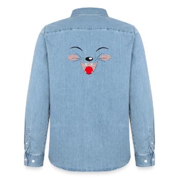 lachendes katzengesicht, lustige Tees - Männer Jeanshemd Organic von Stanley/Stella - verwaschenes Hellblau - Hinten - AI Model Male 185 light (185cm)