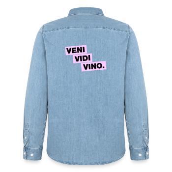 Veni Vidi Vino - Chemise en denim homme bio Stanley/Stella - bleu clair délavé - Dos - AI Model Male 185 light (185cm)