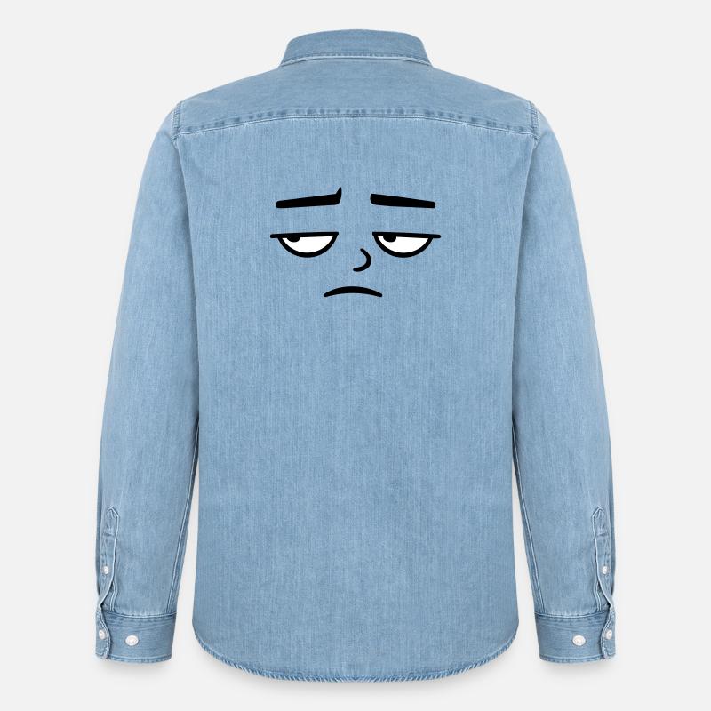 Grumpy sad disappointed face funny - Men’s Organic Denim Shirt by Stanley/Stella - light wash