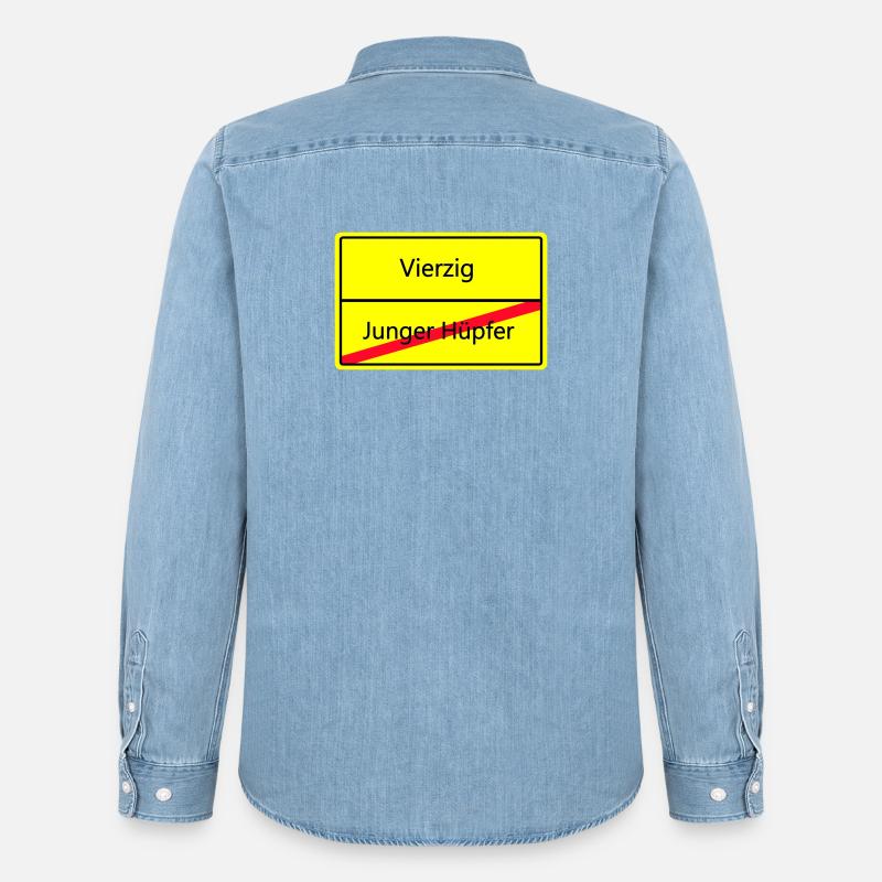 ortsschild_vierzig - Männer Jeanshemd Organic von Stanley/Stella - verwaschenes Hellblau