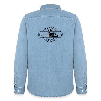 Kettensäge Axt Förster Holzfäller Säge Ketten Holz - Männer Jeanshemd Organic von Stanley/Stella - verwaschenes Hellblau - Hinten - AI Model Male 185 light (185cm)