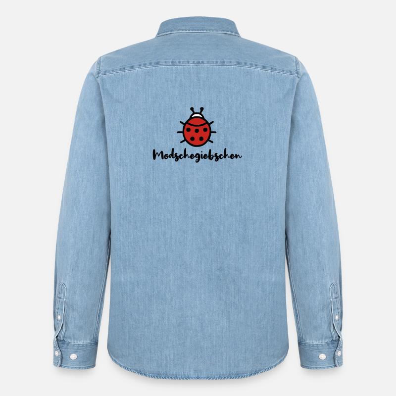 Modschegiebchen Marienkäfer Sächsisch Dialekt - Männer Jeanshemd Organic von Stanley/Stella - verwaschenes Hellblau