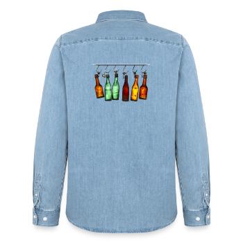 Hängende bunte Flaschen - Männer Jeanshemd Organic von Stanley/Stella - verwaschenes Hellblau - Hinten - AI Model Male 185 light (185cm)