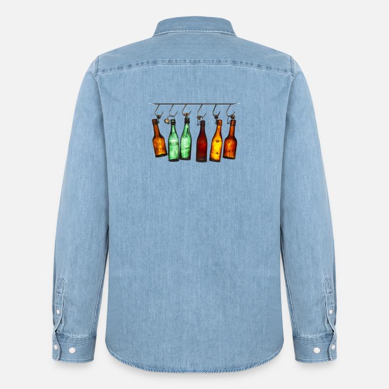 Hängende bunte Flaschen - Männer Jeanshemd Organic von Stanley/Stella - verwaschenes Hellblau