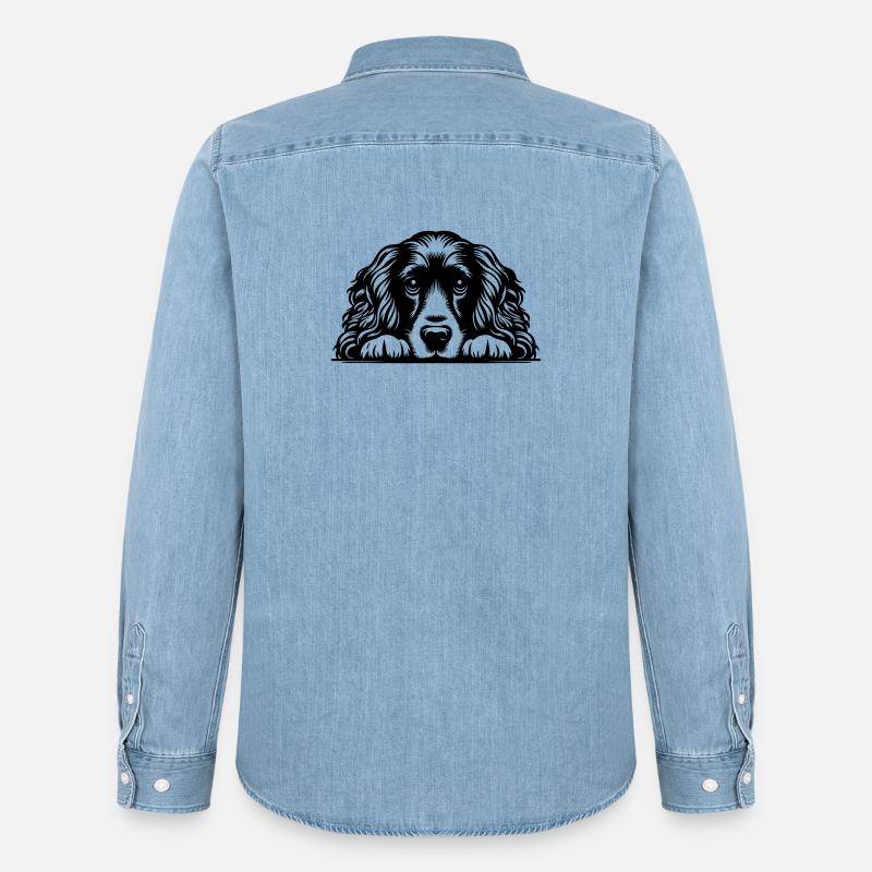 Cocker Spaniel Kopf mit Pfoten - Männer Jeanshemd Organic von Stanley/Stella - verwaschenes Hellblau