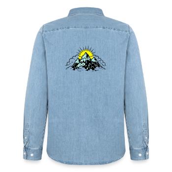 Montagnes Alpes Nature - Chemise en denim homme bio Stanley/Stella - bleu clair délavé - Dos - AI Model Male 185 light (185cm)