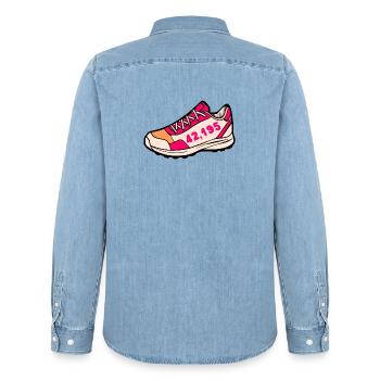 Chaussures de marathon à pied Course - Chemise en denim homme bio Stanley/Stella - bleu clair délavé - Dos - AI Model Male 185 light (185cm)
