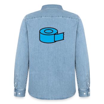 Tape Roll Comic - Men’s Organic Denim Shirt by Stanley/Stella - light wash - Back - AI Model Male 185 light (185cm)