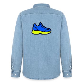 Moderner Laufschuh Sneaker - Männer Jeanshemd Organic von Stanley/Stella - verwaschenes Hellblau - Hinten - AI Model Male 185 light (185cm)