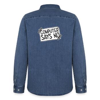 L’ordinateur dit pas de technique drôle de nerd programmeur - Chemise en denim homme bio Stanley/Stella - bleu moyen délavé  - Dos - AI Model Male 185 light (185cm)