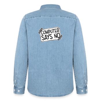 Computer Says No Funny Programmer Nerd Technique - Men’s Organic Denim Shirt by Stanley/Stella - light wash - Back - AI Model Male 185 light (185cm)