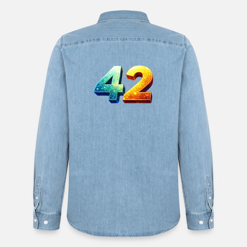 42 Cosmic Number – Nerd & Sci-Fi Design - Männer Jeanshemd Organic von Stanley/Stella - verwaschenes Hellblau