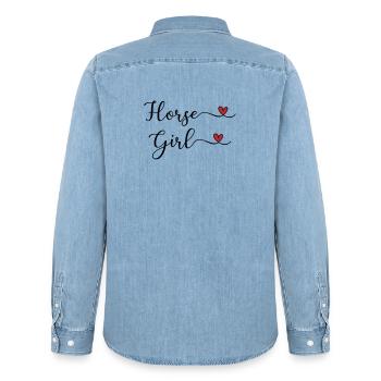 Cœur de Fille Cheval - Chemise en denim homme bio Stanley/Stella - bleu clair délavé - Dos - AI Model Male 185 light (185cm)