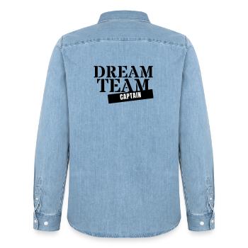 Dream Team Captain - Captain Coach Best Group - Men’s Organic Denim Shirt by Stanley/Stella - light wash - Back - AI Model Male 185 light (185cm)