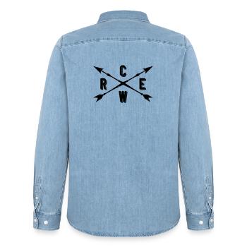 Crew Pfeile - Männer Jeanshemd Organic von Stanley/Stella - verwaschenes Hellblau - Hinten - AI Model Male 185 light (185cm)