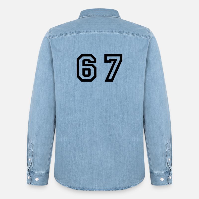 Number - 67 - Sixty Seven - Männer Jeanshemd Organic von Stanley/Stella - verwaschenes Hellblau
