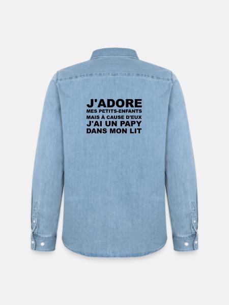 Papy dans mon lit - Chemise en denim homme bio Stanley/Stella - bleu clair délavé